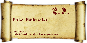 Matz Modeszta névjegykártya